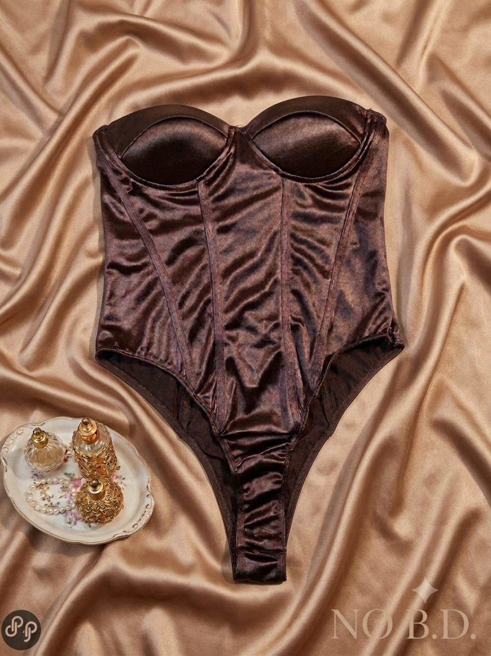 Prima Donna Chocolate Satin Bustier Top